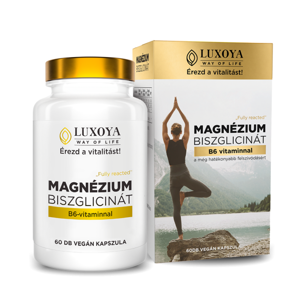 FULLY REACTED - MAGNÉZIUM BISZGLICINÁT -Magnéziumot, B6-vitamint, fekete bors kivonatot tartalmazó étrend-kiegészítő készítmény - 60db